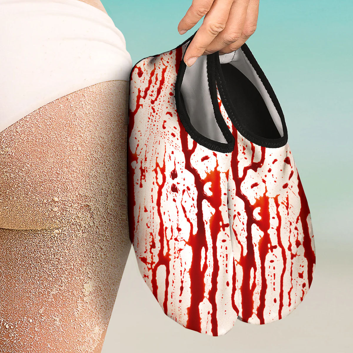 Blood Drip Print Water Shoes-grizzshop