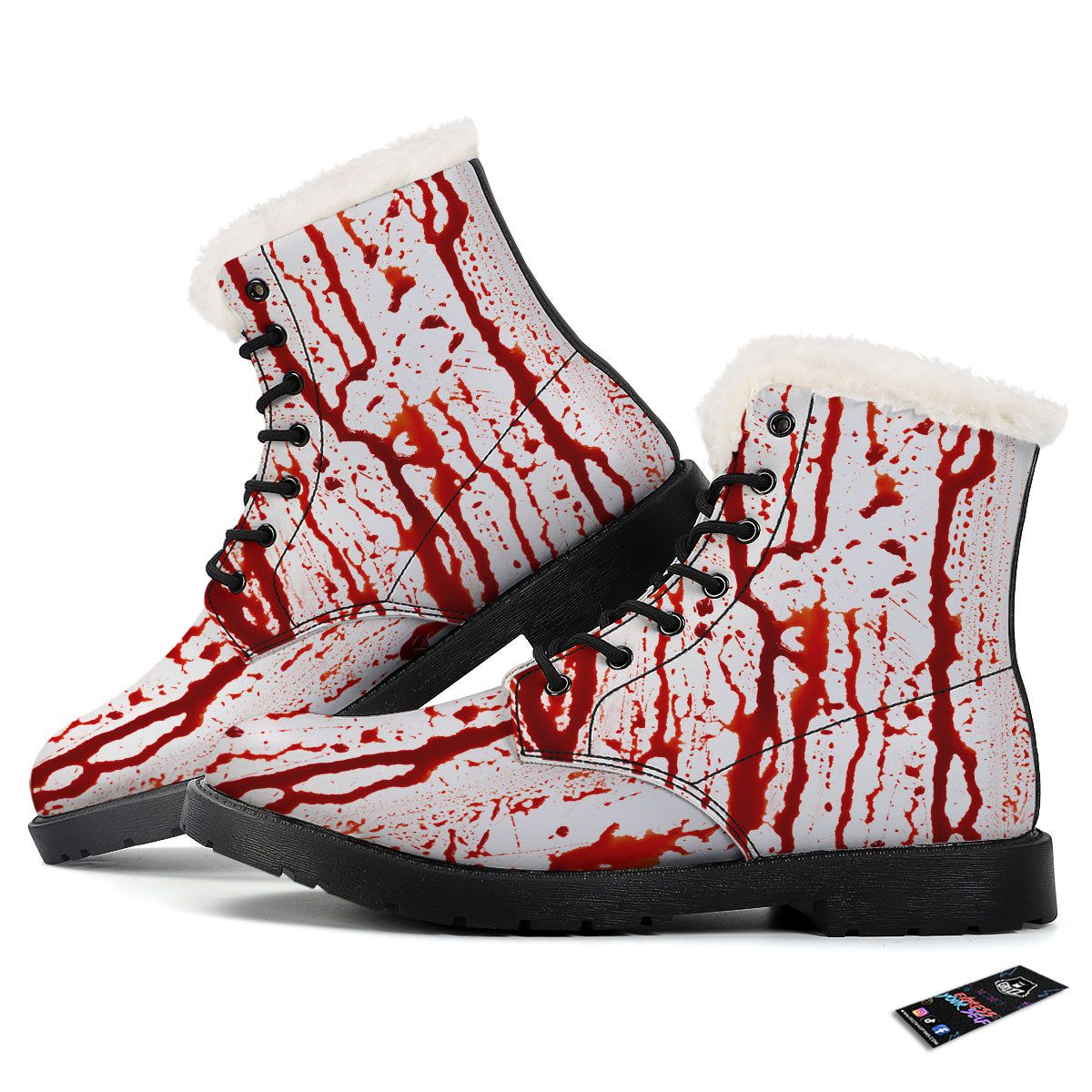 Blood Drip Print Winter Boots-grizzshop