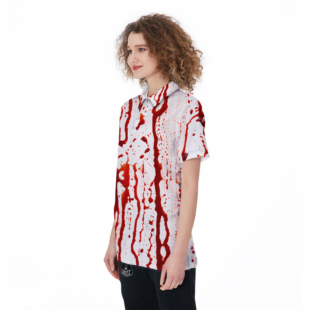 Blood Drip Print Women's Golf Shirts-grizzshop