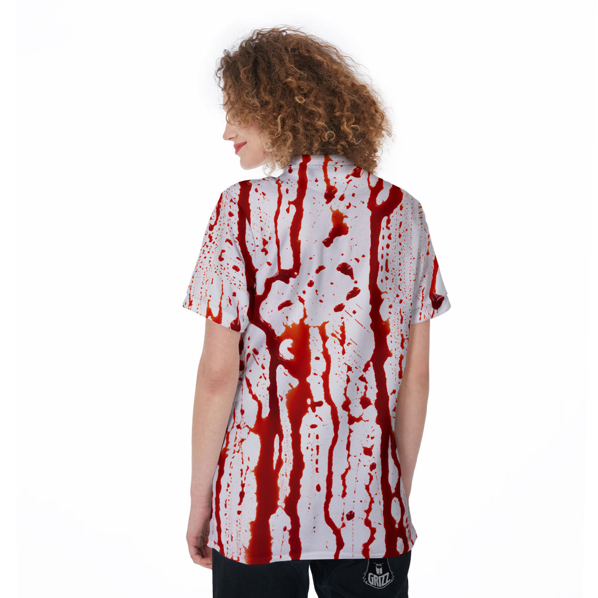 Blood Drip Print Women's Golf Shirts-grizzshop