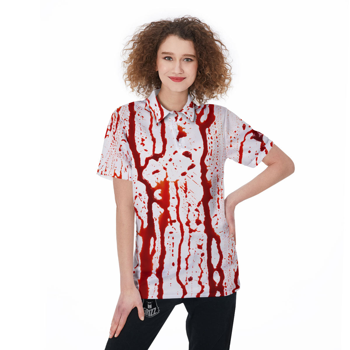Blood Drip Print Women's Golf Shirts-grizzshop