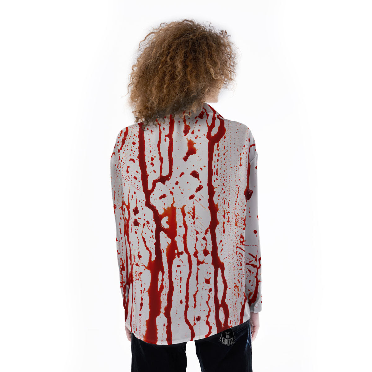 Blood Drip Print Women's Long Sleeve Shirts-grizzshop
