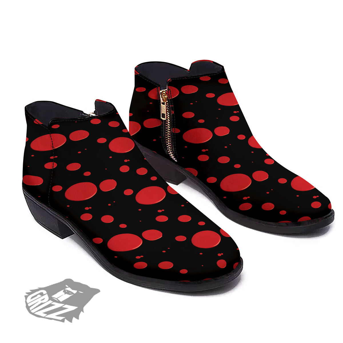 Blood Drop Red Print Pattern Ankle Boots-grizzshop