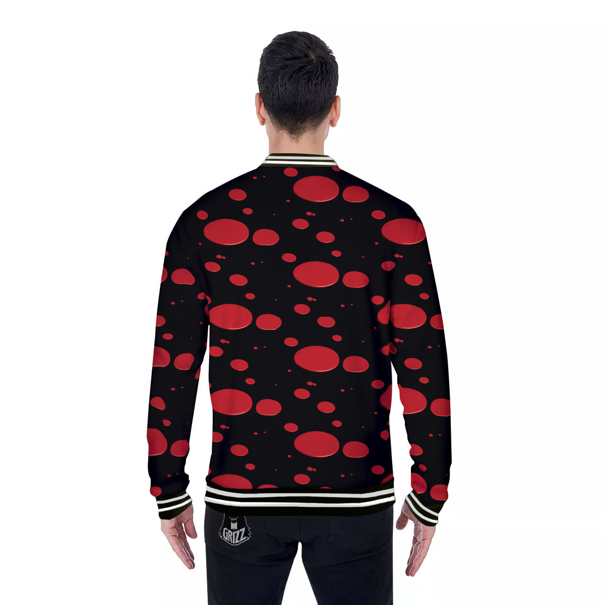 Blood Drop Red Print Pattern Baseball Jacket-grizzshop