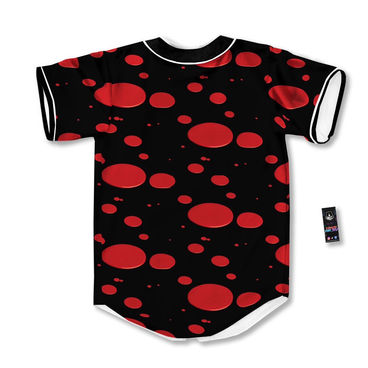 Blood Drop Red Print Pattern Baseball Jersey-grizzshop
