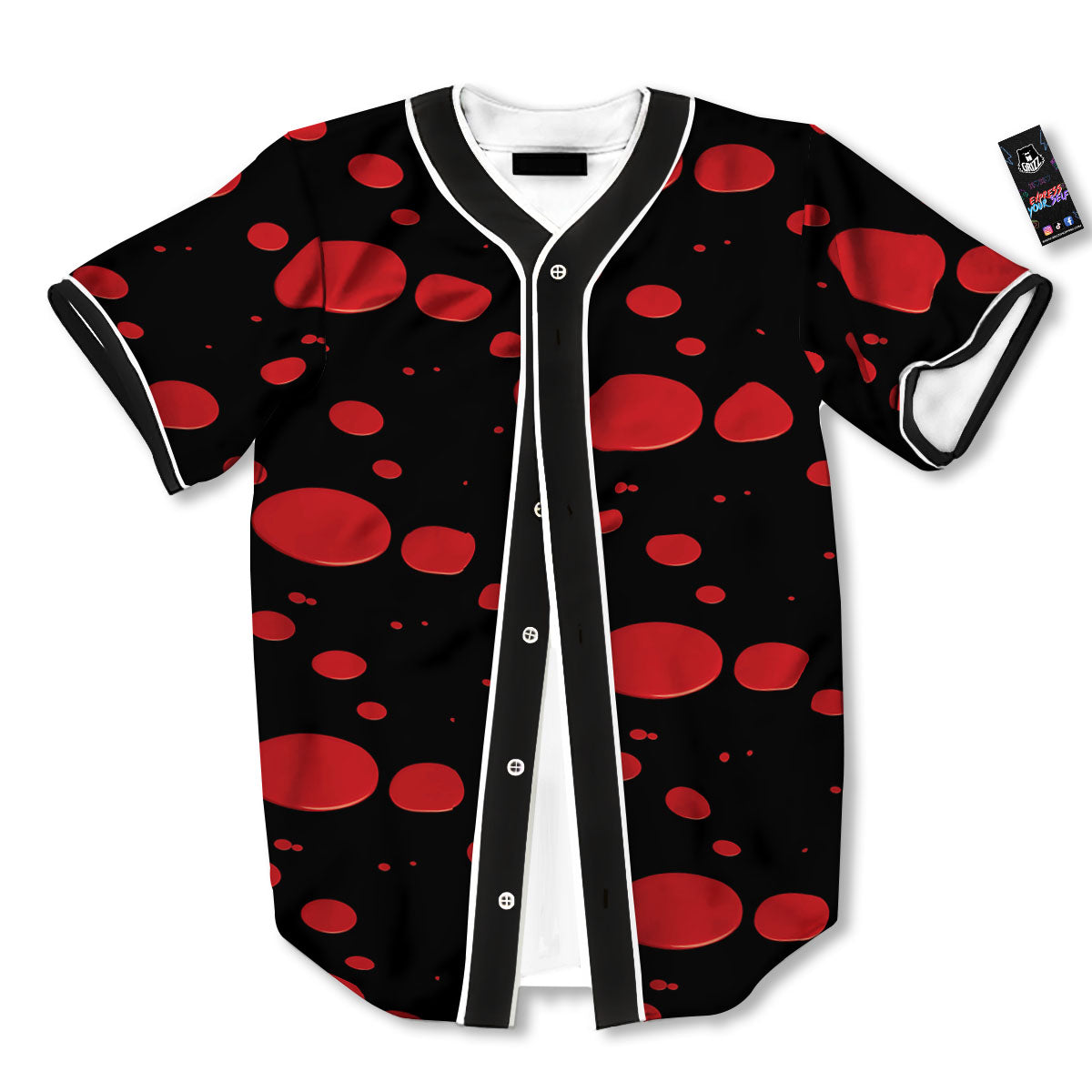 Blood Drop Red Print Pattern Baseball Jersey-grizzshop