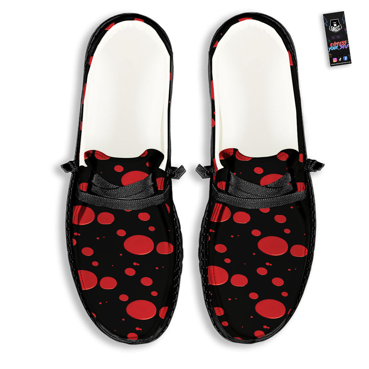 Blood Drop Red Print Pattern Black Loafers-grizzshop