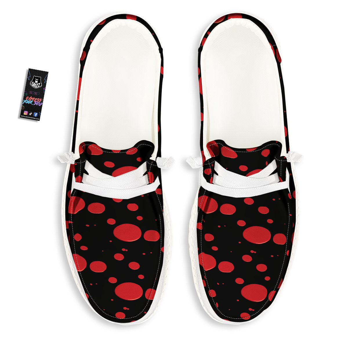 Blood Drop Red Print Pattern Black Loafers-grizzshop