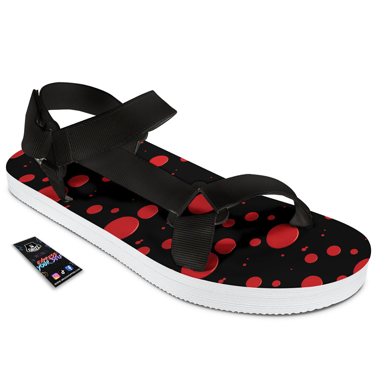 Blood Drop Red Print Pattern Black Open Toe Sandals-grizzshop