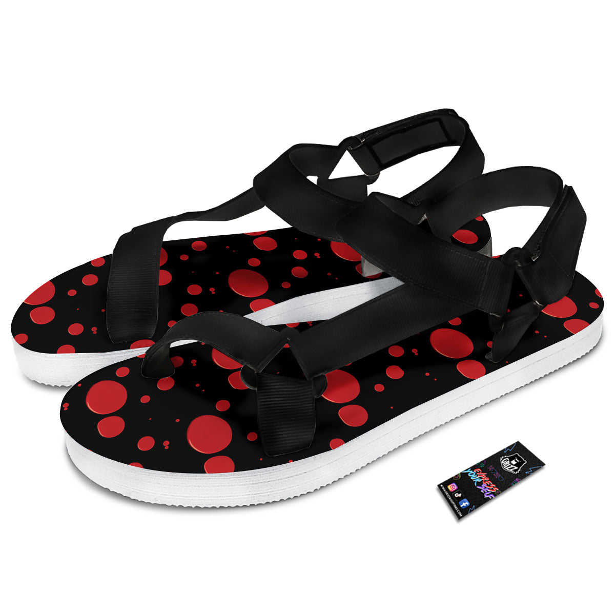 Blood Drop Red Print Pattern Black Open Toe Sandals-grizzshop