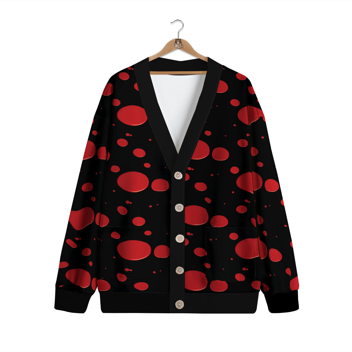 Blood Drop Red Print Pattern Cardigan-grizzshop