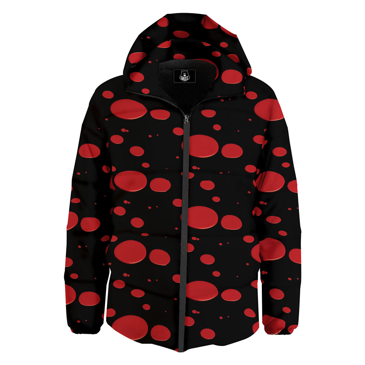 Blood Drop Red Print Pattern Down Jacket-grizzshop
