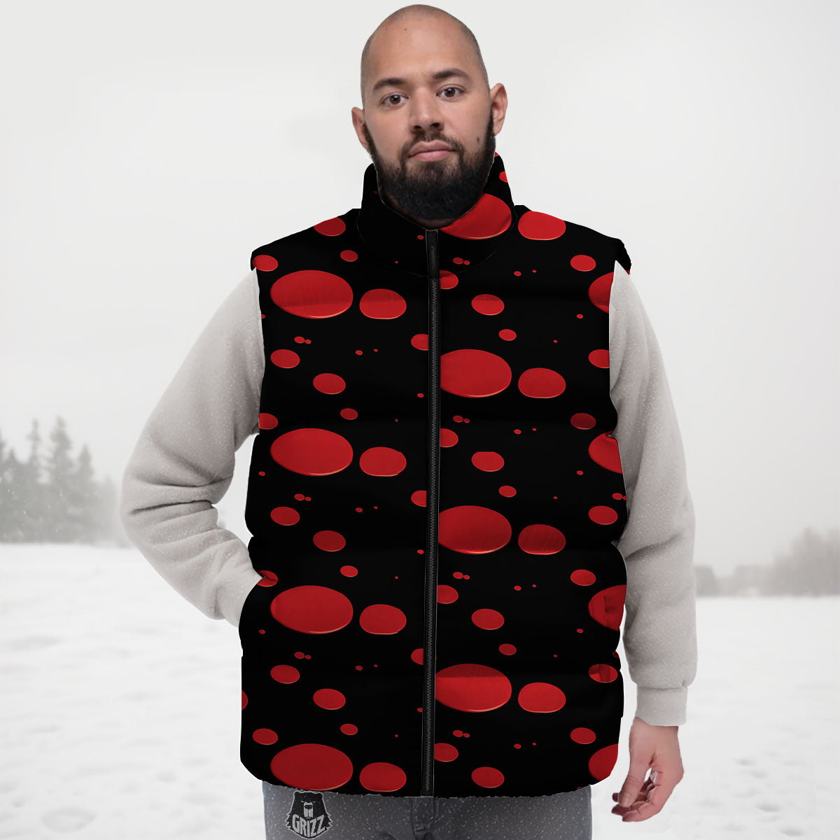 Blood Drop Red Print Pattern Down Vest