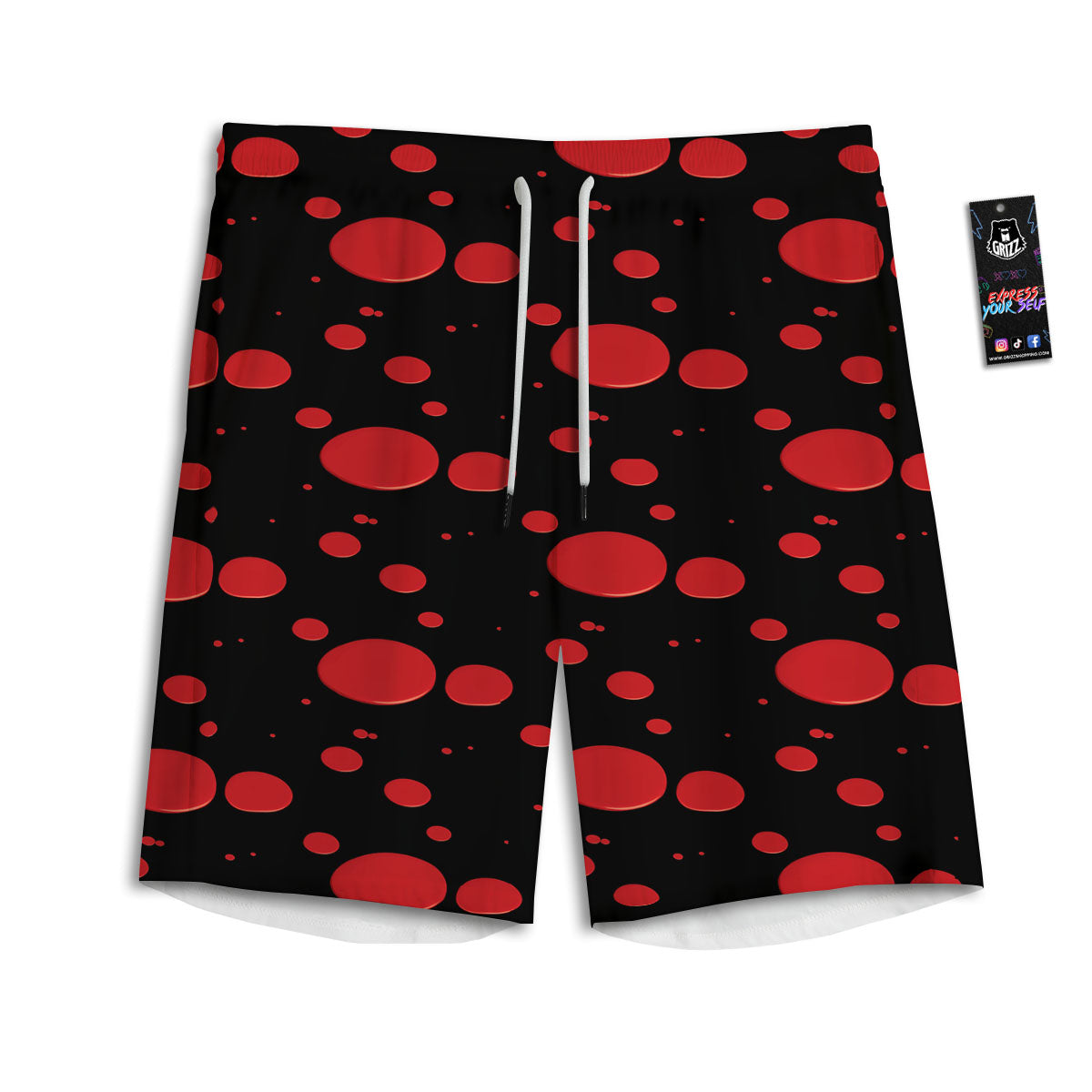 Blood Drop Red Print Pattern Men's Athletic Shorts
