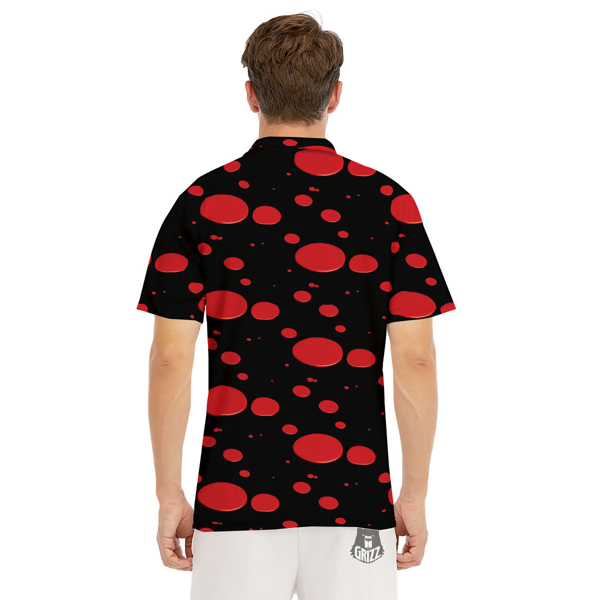 Blood Drop Red Print Pattern Men's Golf Shirts-grizzshop