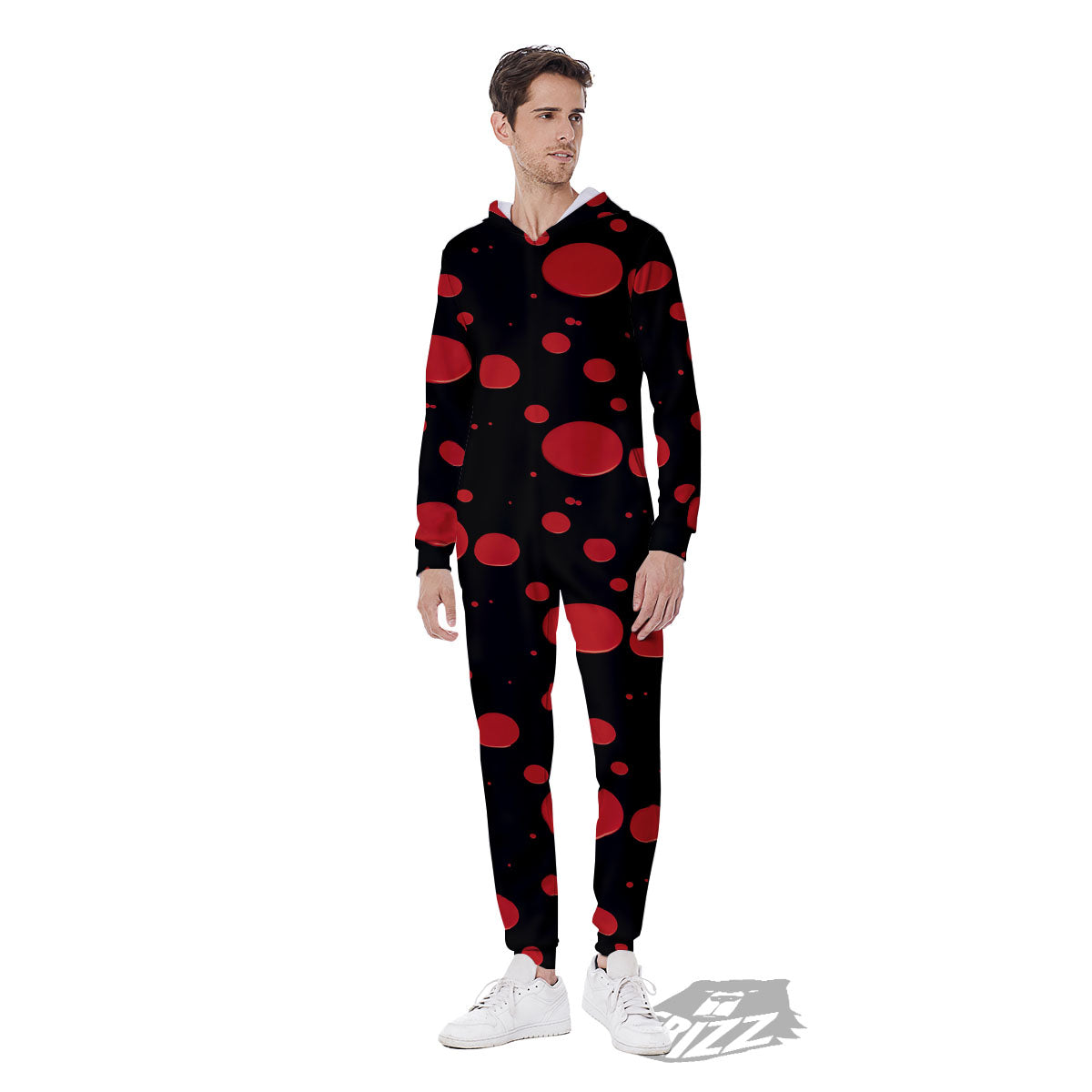 Blood Drop Red Print Pattern Men's Jumpsuit-grizzshop