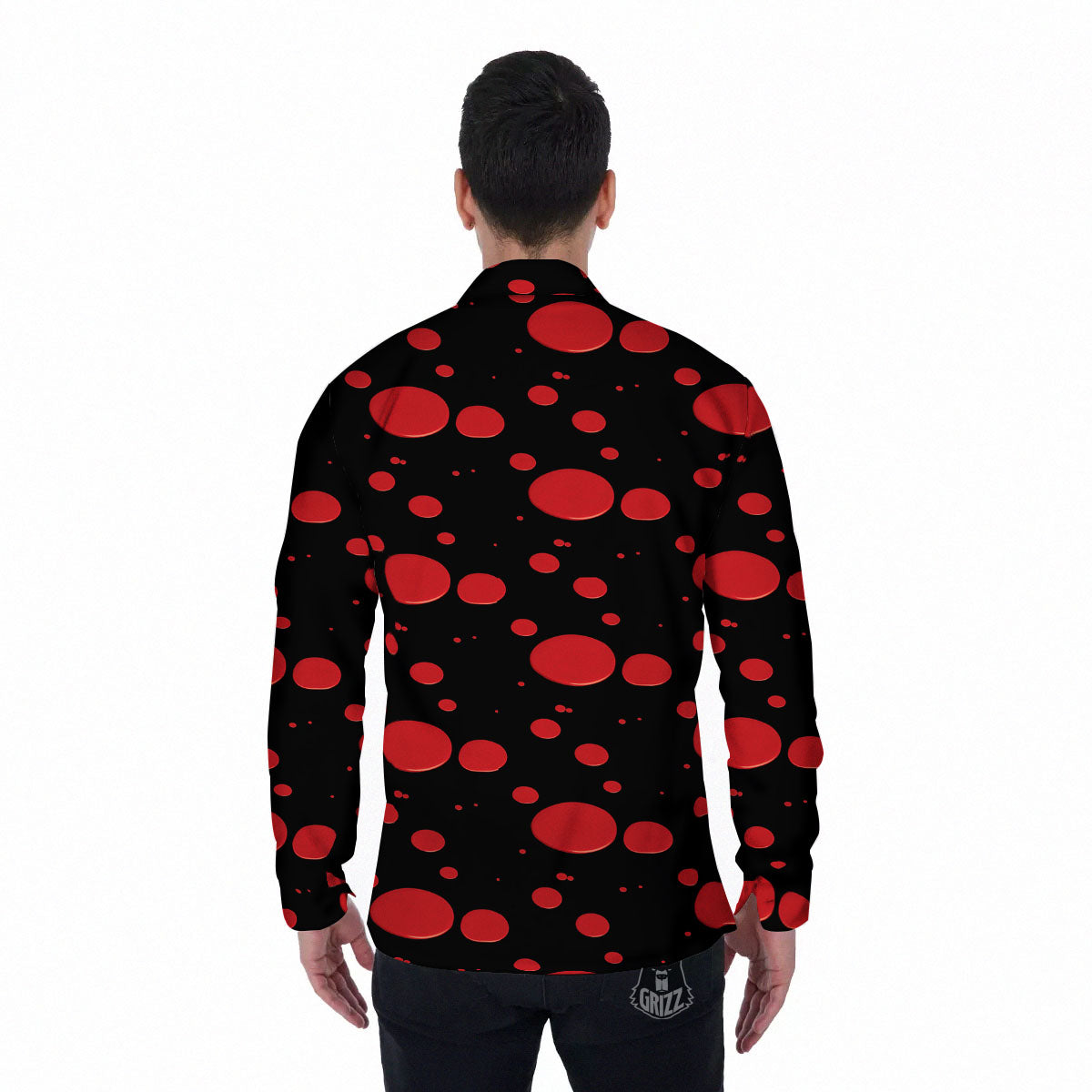 Blood Drop Red Print Pattern Men's Long Sleeve Shirts-grizzshop