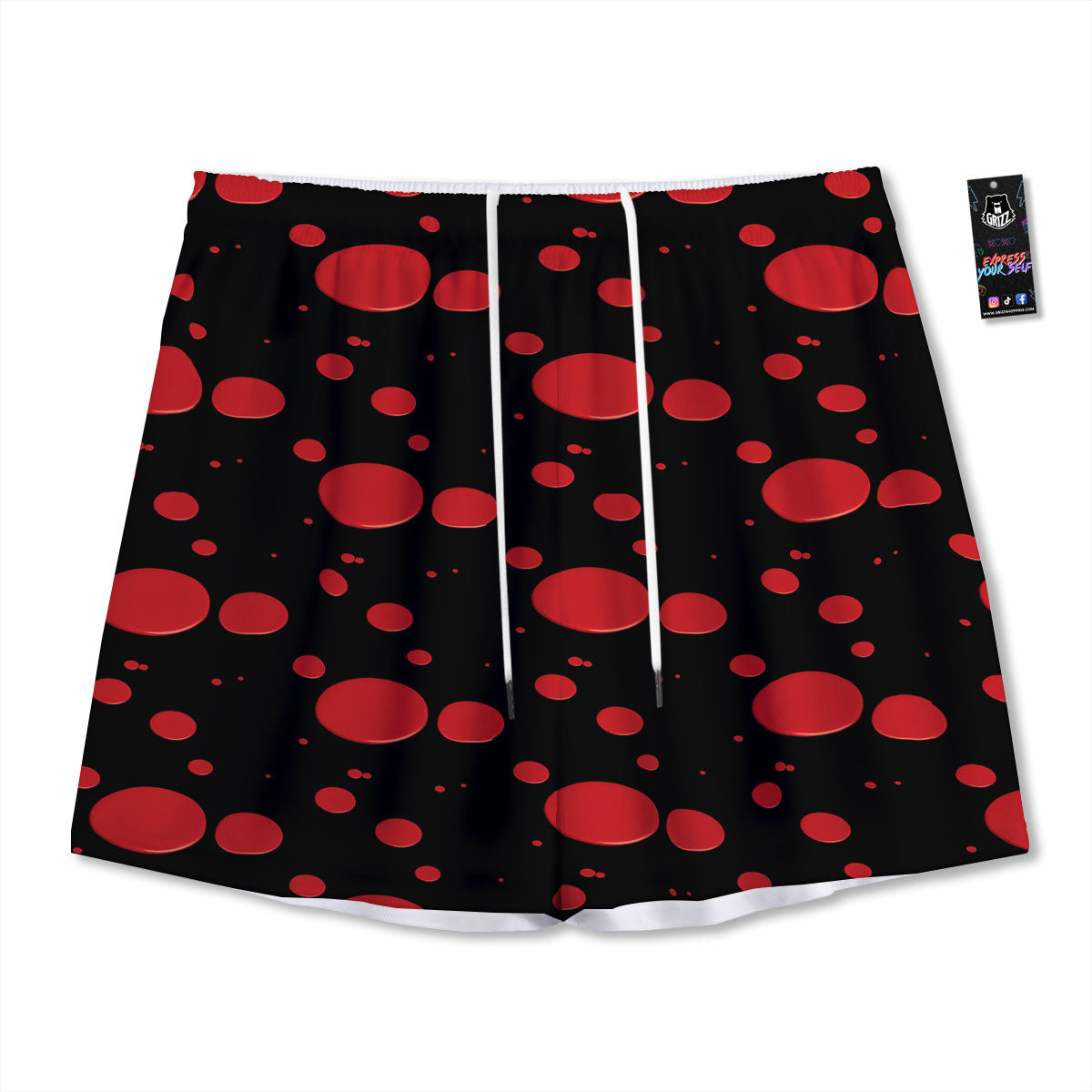 Blood Drop Red Print Pattern Mesh Shorts