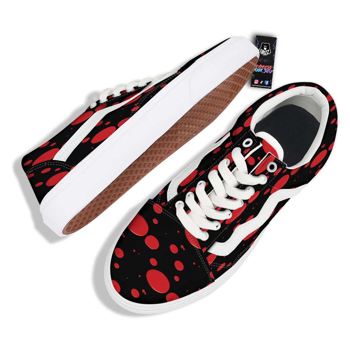 Blood Drop Red Print Pattern Skate Shoes-grizzshop