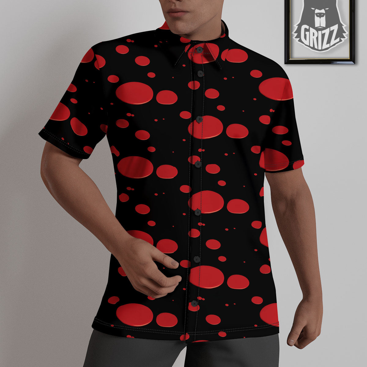 Blood Drop Red Print Pattern Untucked Shirts-grizzshop