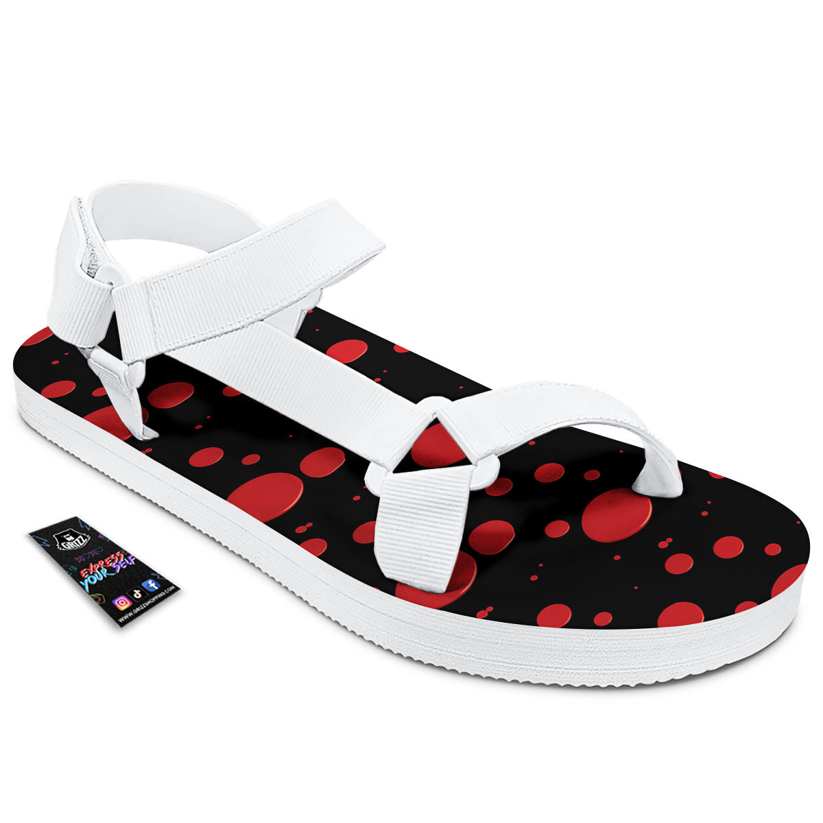 Blood Drop Red Print Pattern White Open Toe Sandals-grizzshop
