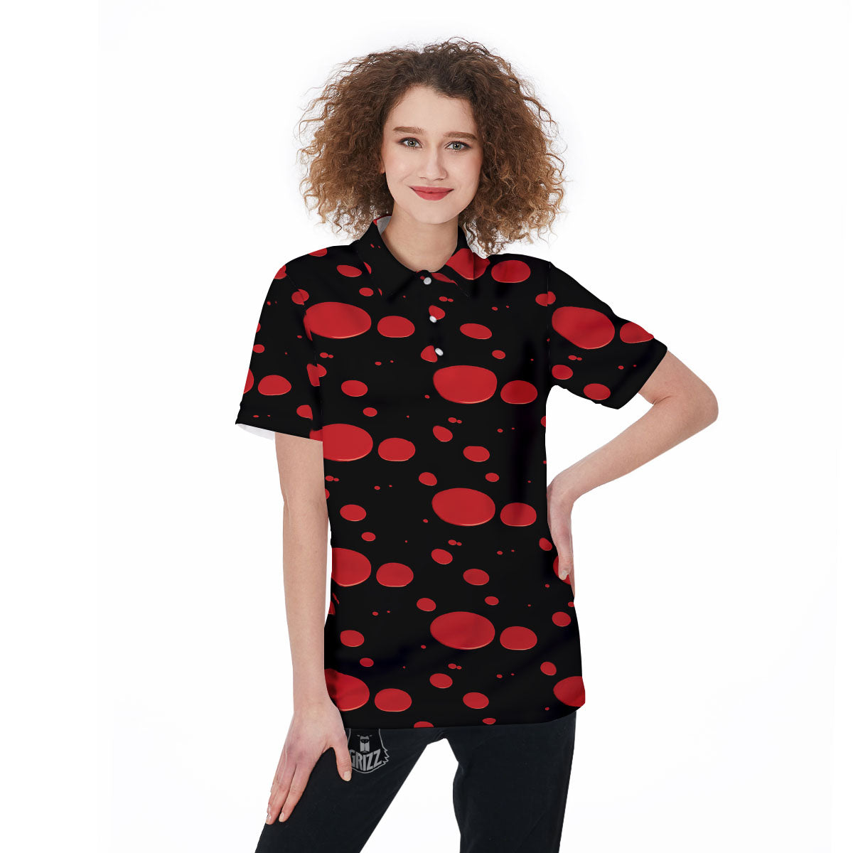 Blood Drop Red Print Pattern Women's Golf Shirts-grizzshop