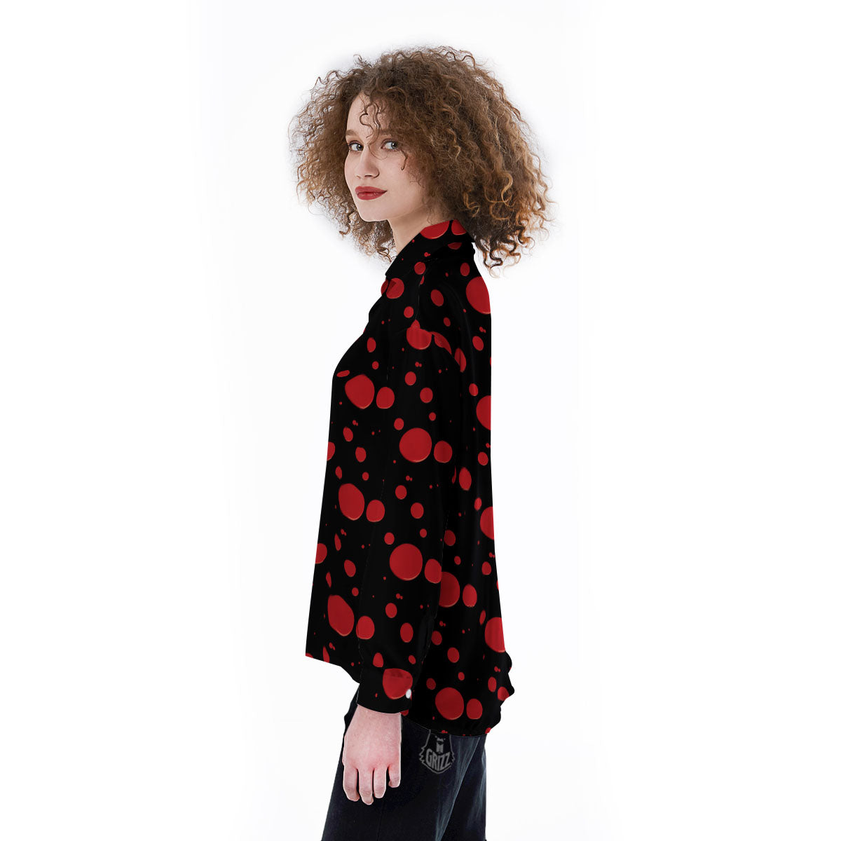 Blood Drop Red Print Pattern Women's Long Sleeve Shirts-grizzshop