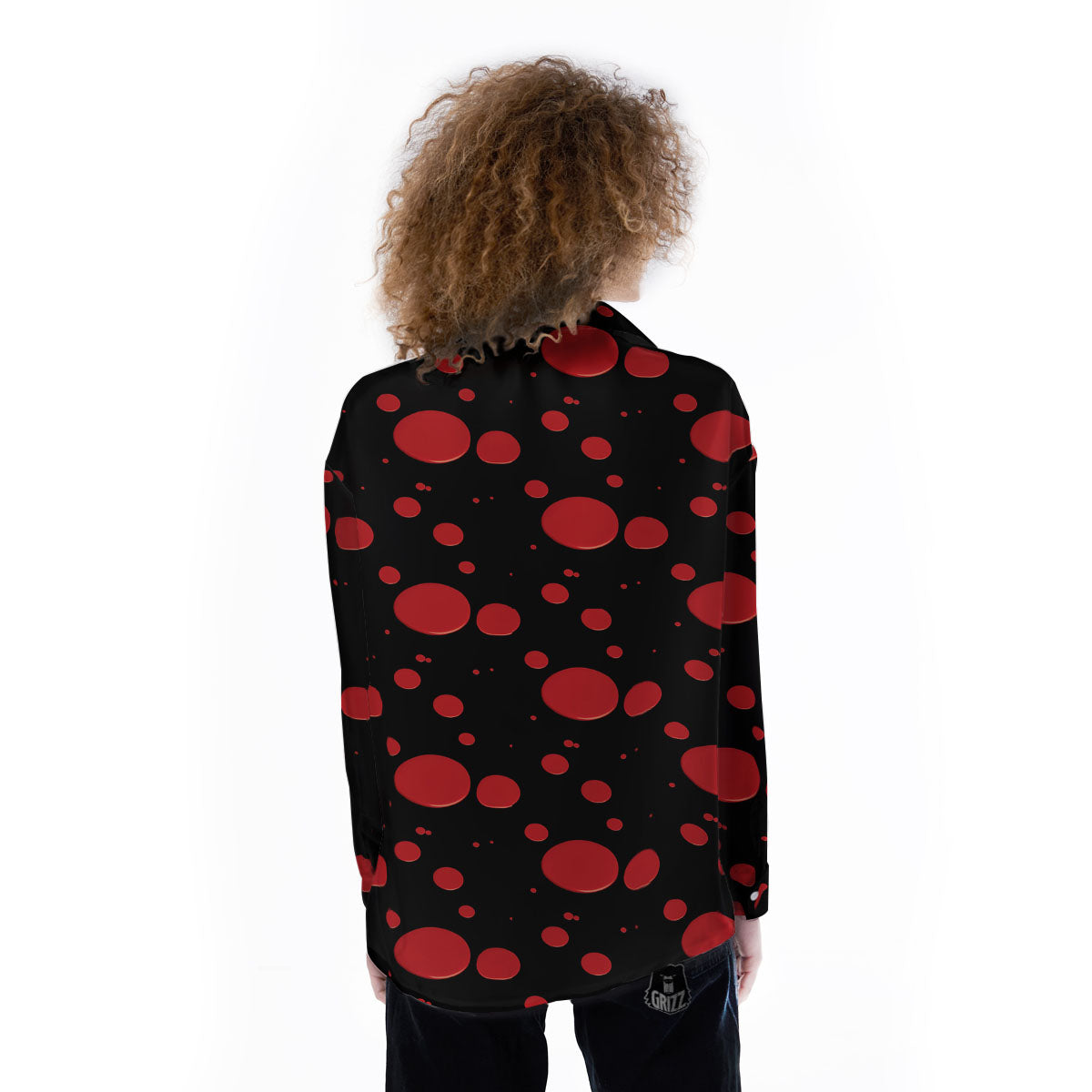 Blood Drop Red Print Pattern Women's Long Sleeve Shirts-grizzshop