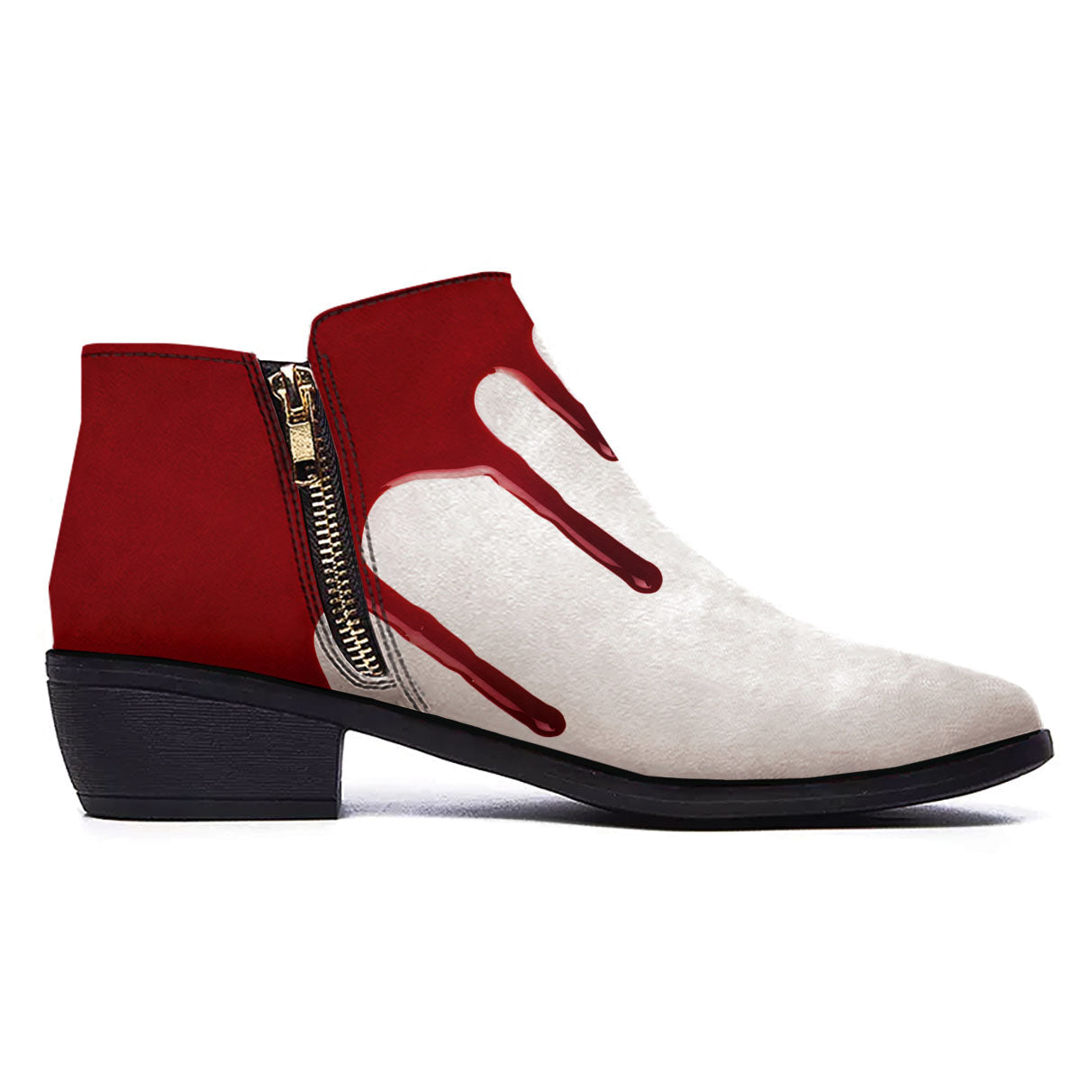 Blood Flowing Red Print Ankle Boots-grizzshop