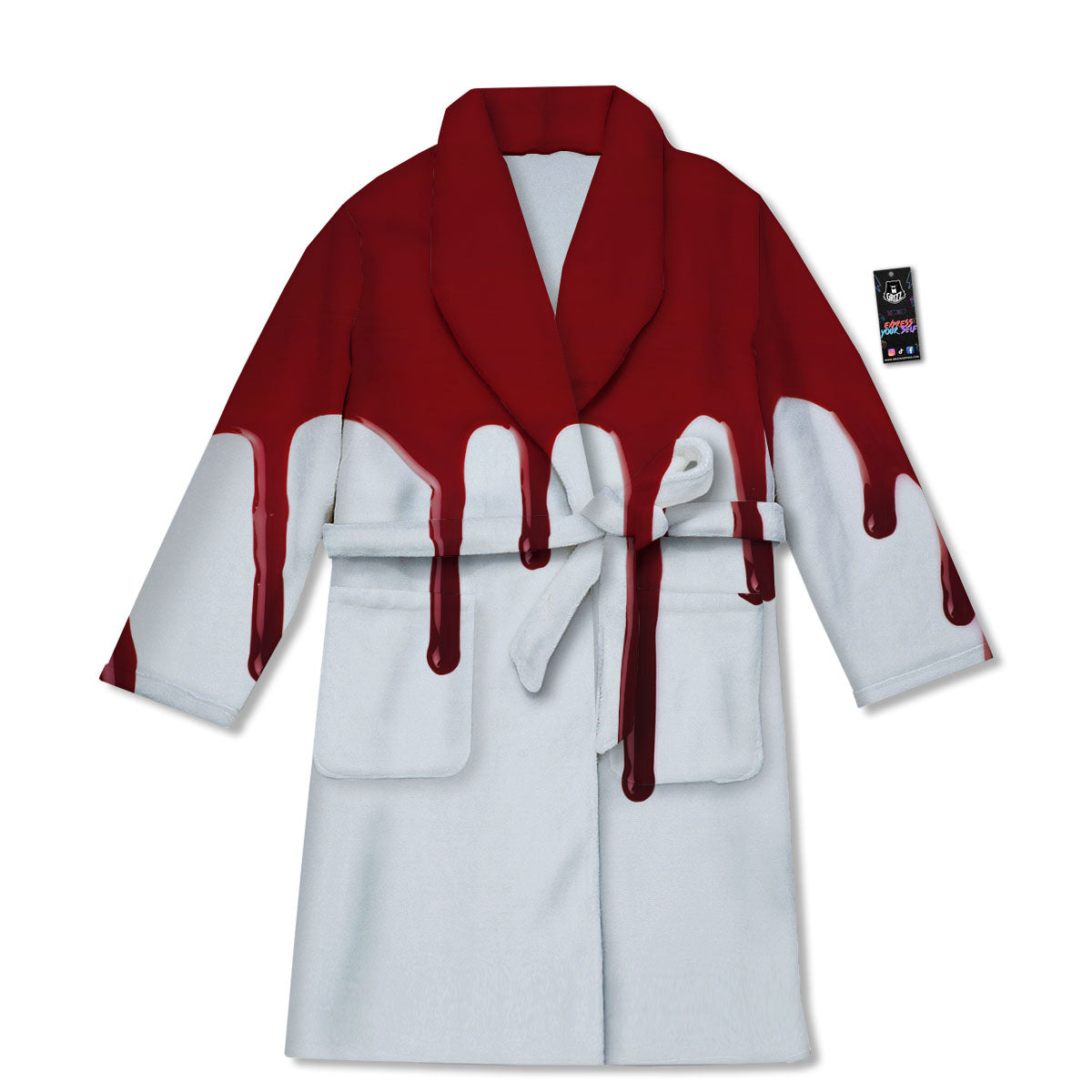 Blood Flowing Red Print Bathrobe-grizzshop