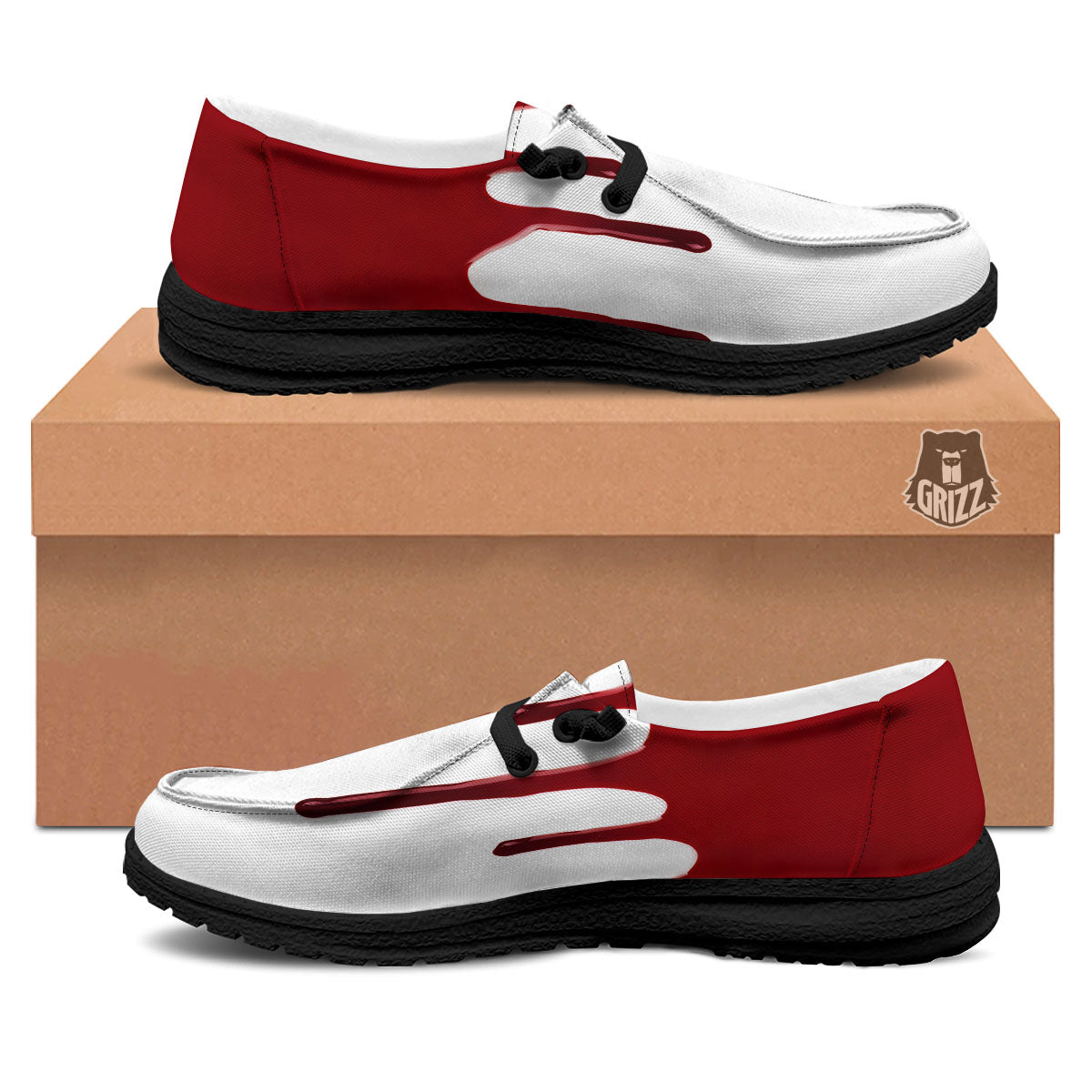 Blood Flowing Red Print Black Loafers-grizzshop