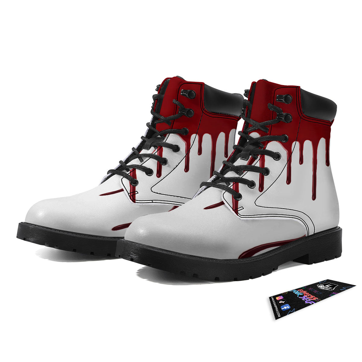Blood Flowing Red Print Boots-grizzshop