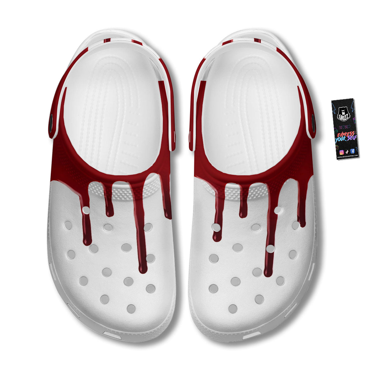 Blood Flowing Red Print Clog-grizzshop
