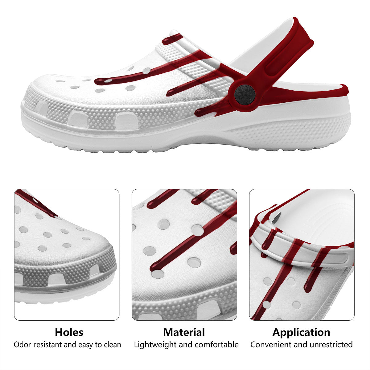 Blood Flowing Red Print Clog-grizzshop