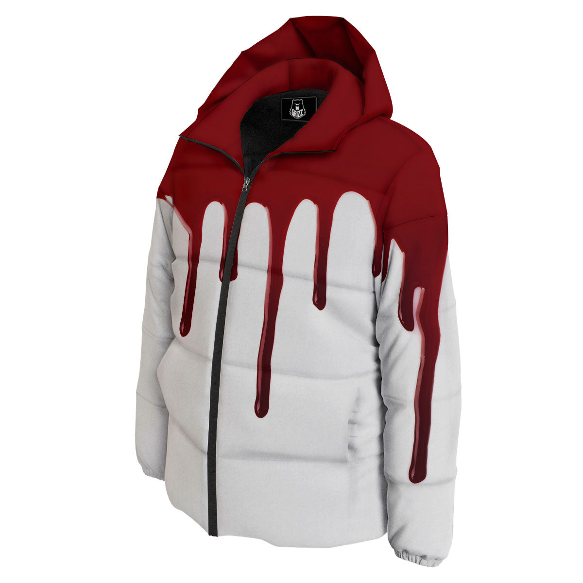Blood Flowing Red Print Down Jacket-grizzshop