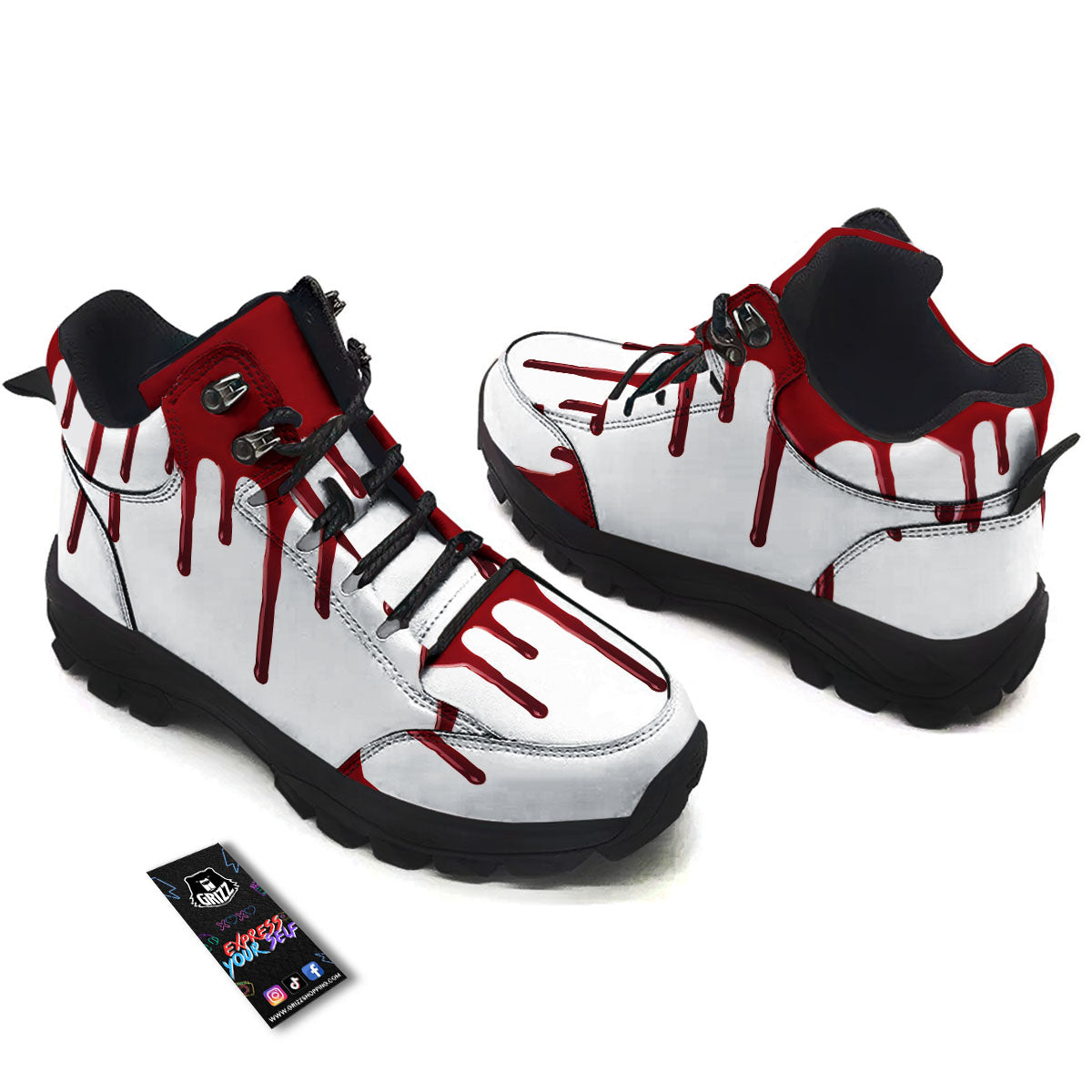Blood Flowing Red Print Hiking Shoes-grizzshop