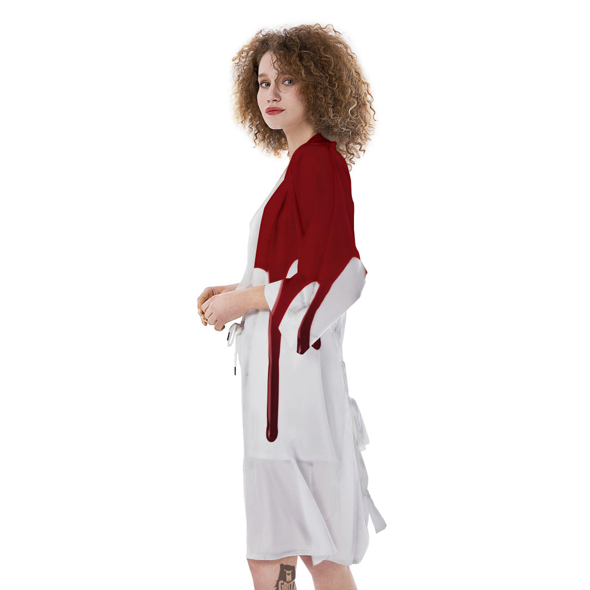 Blood Flowing Red Print Kimono-grizzshop