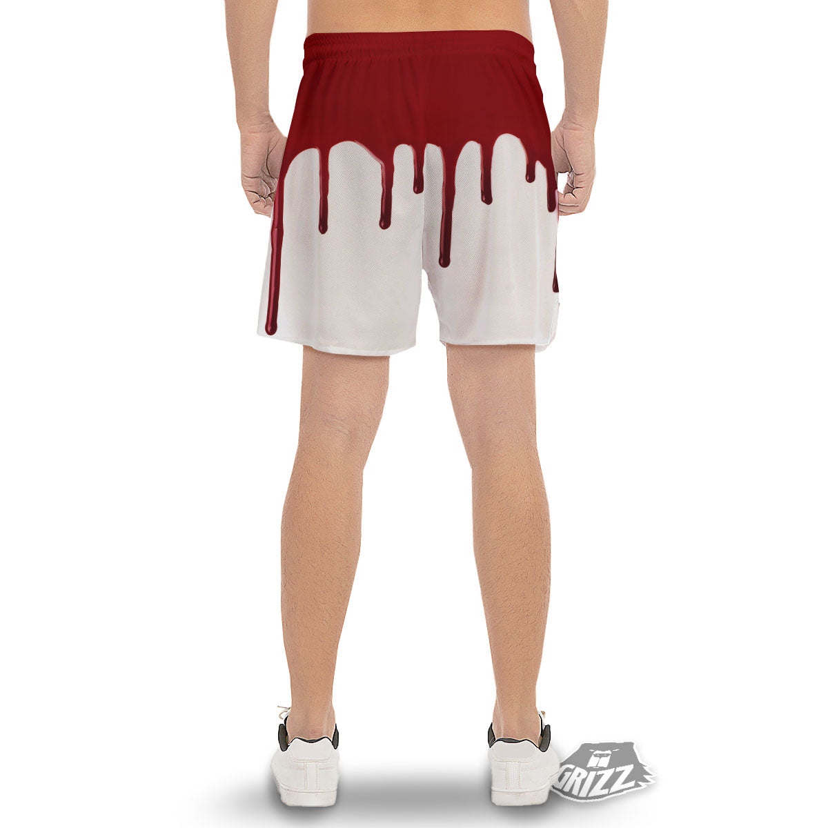 Blood Flowing Red Print Men's Gym Shorts-grizzshop