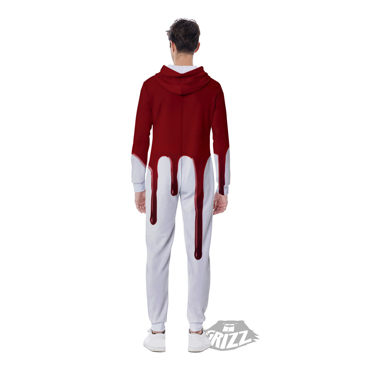 Blood Flowing Red Print Men's Jumpsuit-grizzshop