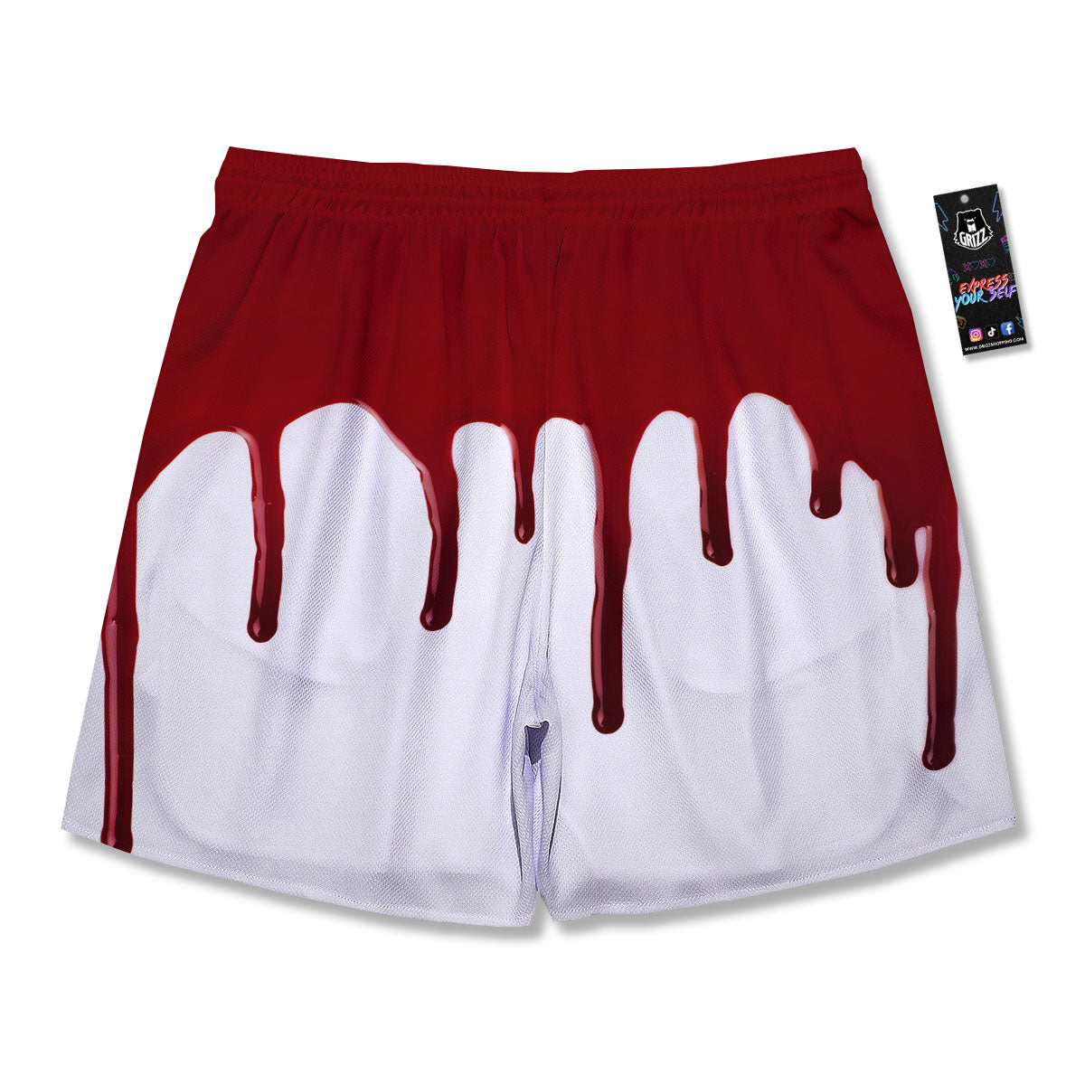 Blood Flowing Red Print Men's Running Shorts-grizzshop