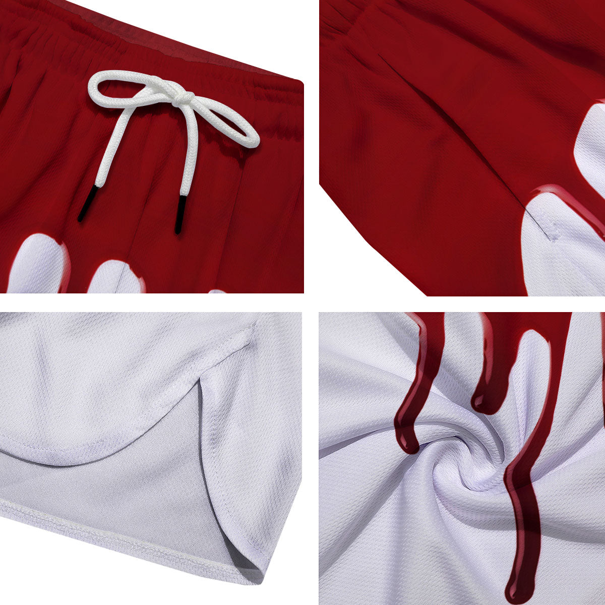 Blood Flowing Red Print Men's Running Shorts-grizzshop