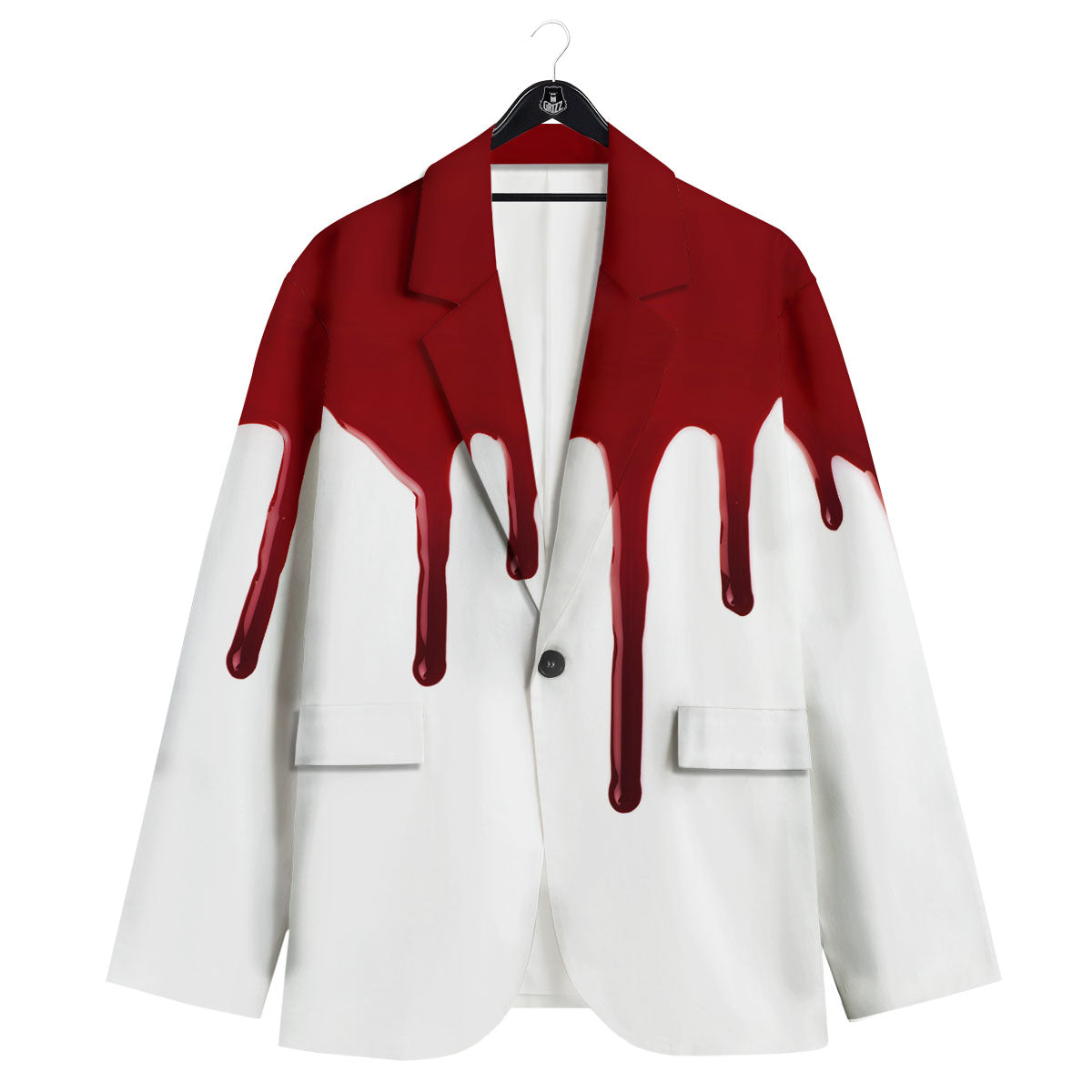 Blood Flowing Red Print Men's Sport Coat-grizzshop