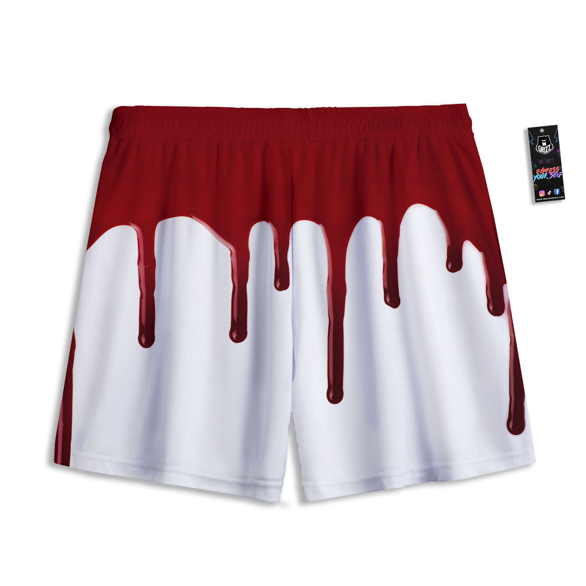 Blood Flowing Red Print Mesh Shorts