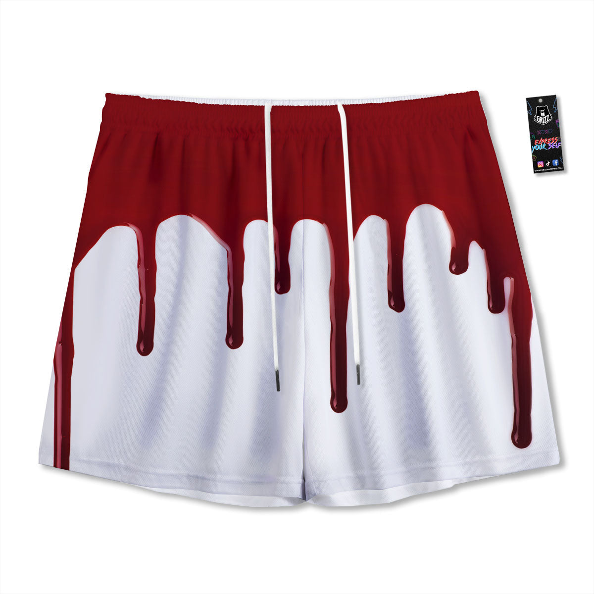 Blood Flowing Red Print Mesh Shorts