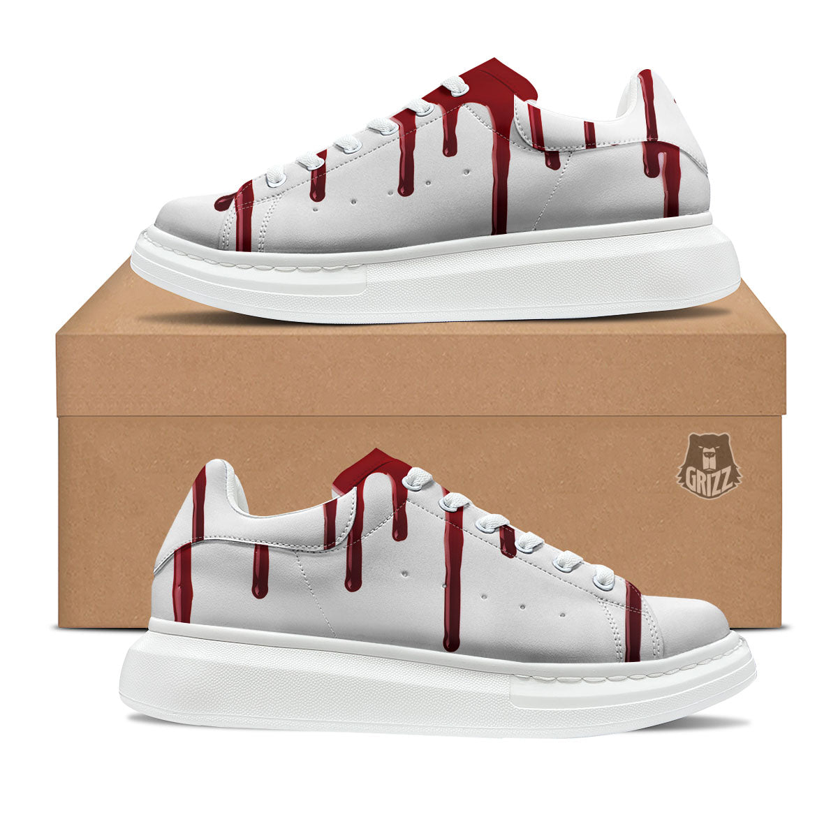 Blood Flowing Red Print Platform Shoes-grizzshop