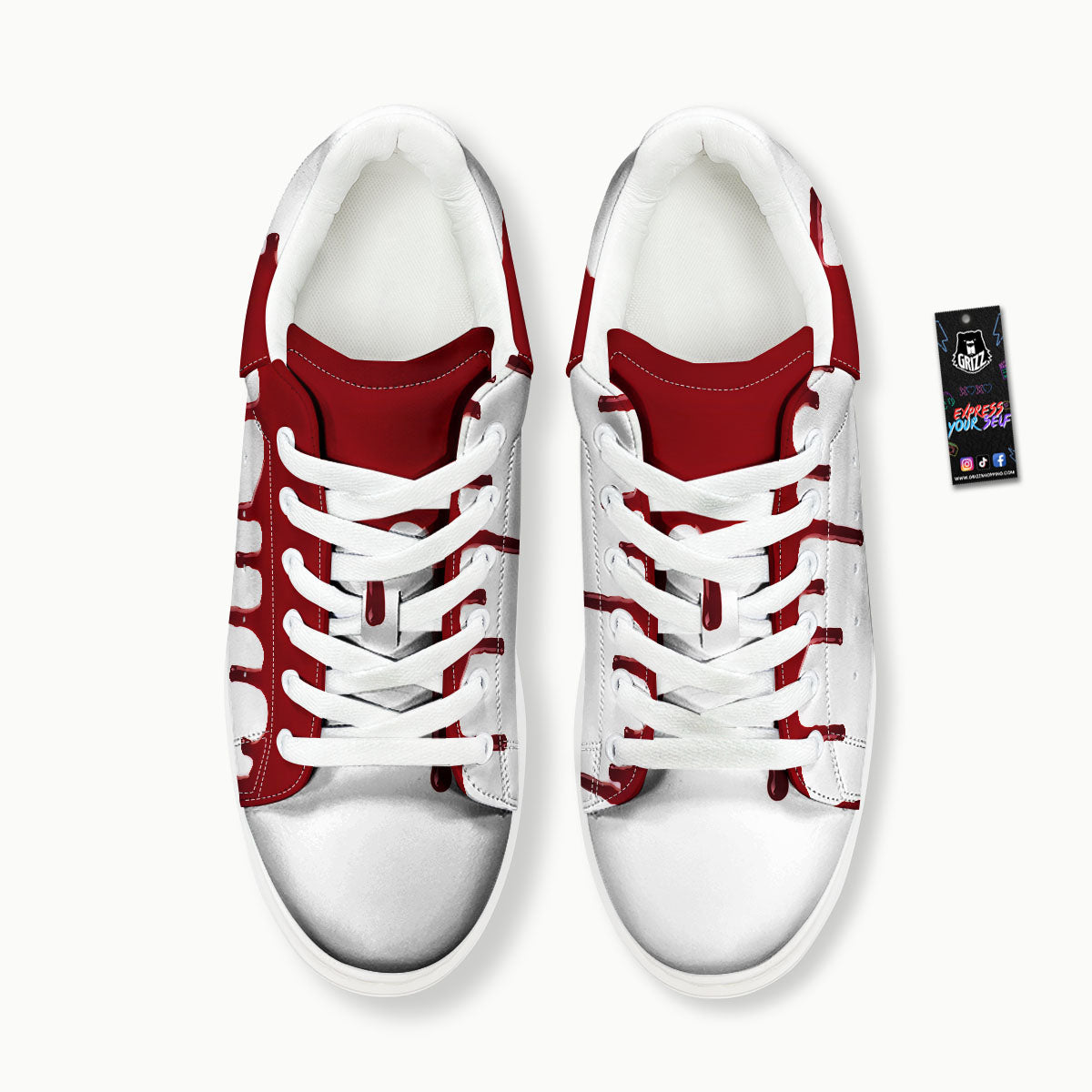 Blood Flowing Red Print Platform Shoes-grizzshop