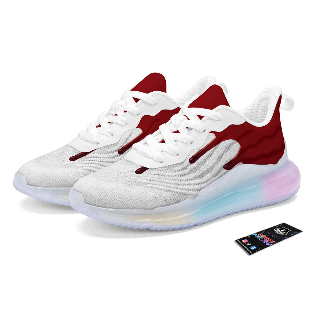 Blood Flowing Red Print Running Sneakers-grizzshop