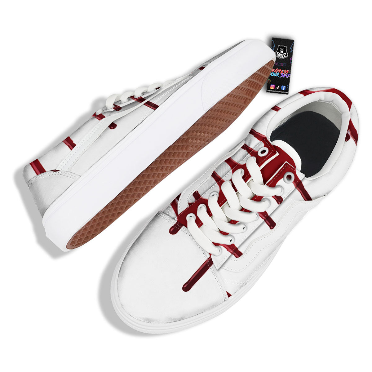 Blood Flowing Red Print Skate Shoes-grizzshop