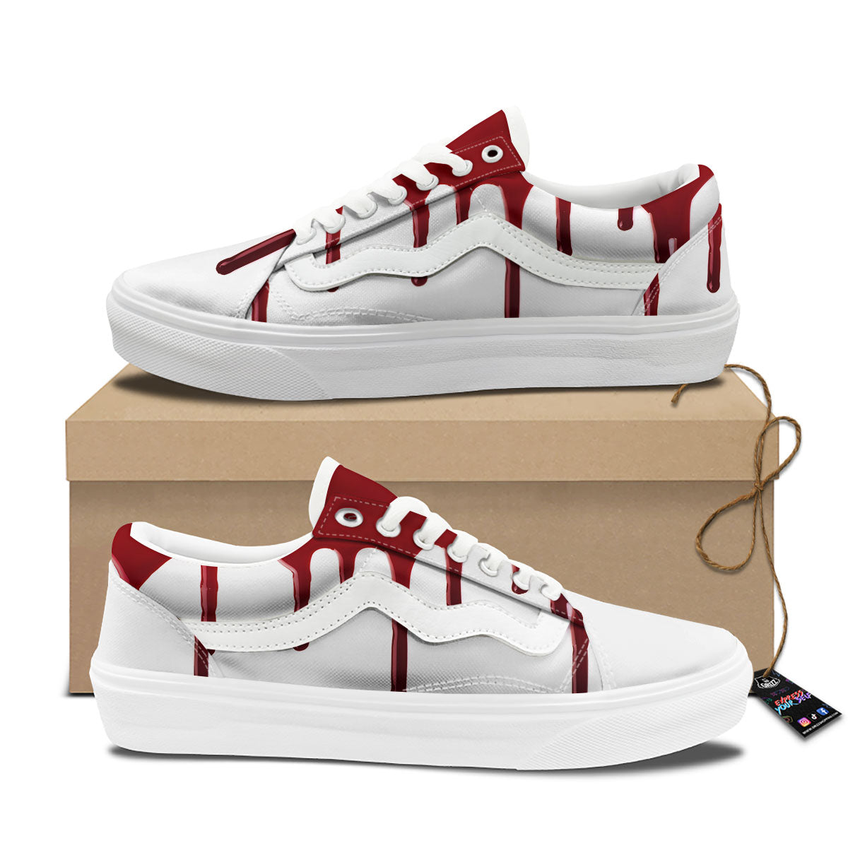 Blood Flowing Red Print Skate Shoes-grizzshop