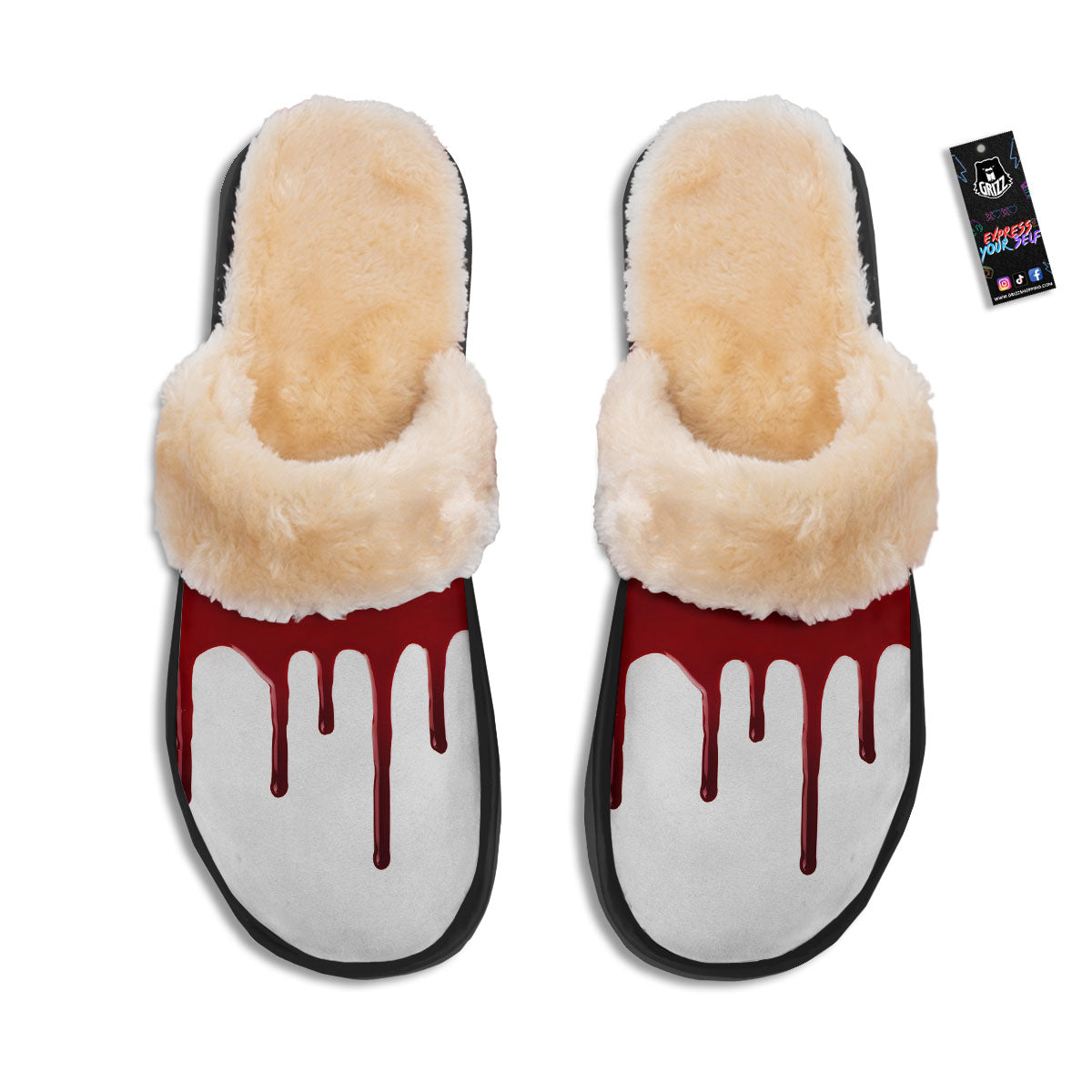 Blood Flowing Red Print Slippers-grizzshop